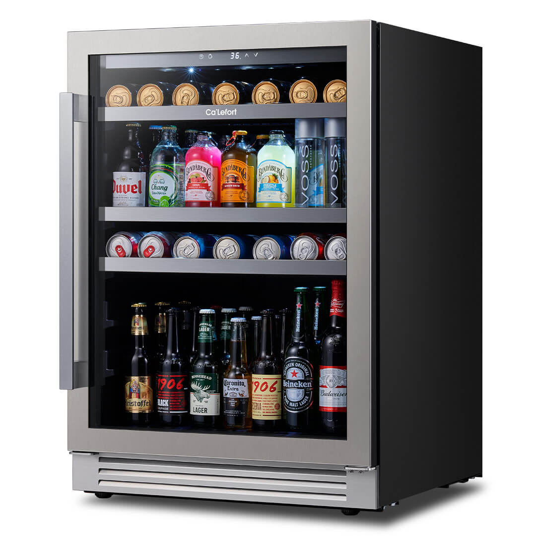 24 inch 220 Can Beverage Refrigerator, Built in & Freestanding