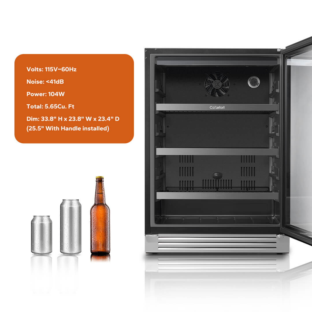 24 inch 220 Can Beverage Refrigerator, Built in & Freestanding