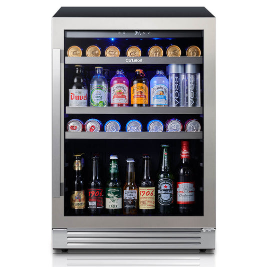 24 inch 220 Can Beverage Refrigerator, Built in & Freestanding
