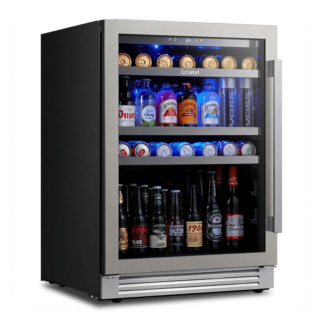 Réfrigérateur à boissons de 24 pouces, 220 canettes, encastrable et autonome