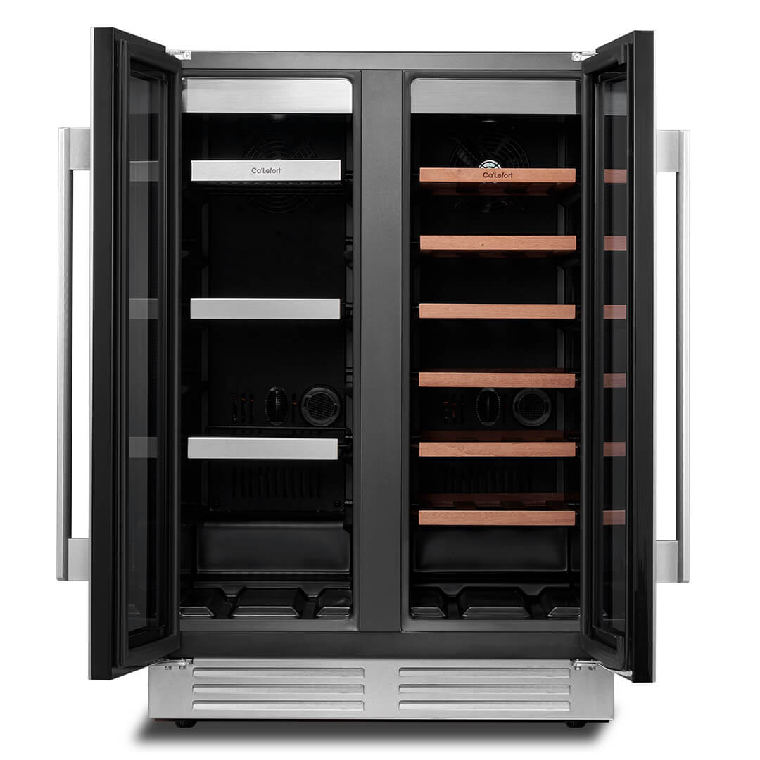 24'' Dual Zone Wine and Beverage Fridge with French Door