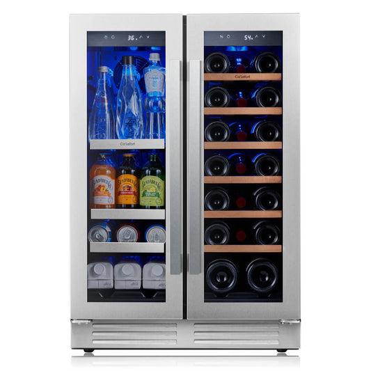 24'' Dual Zone Wine and Beverage Fridge with French Door