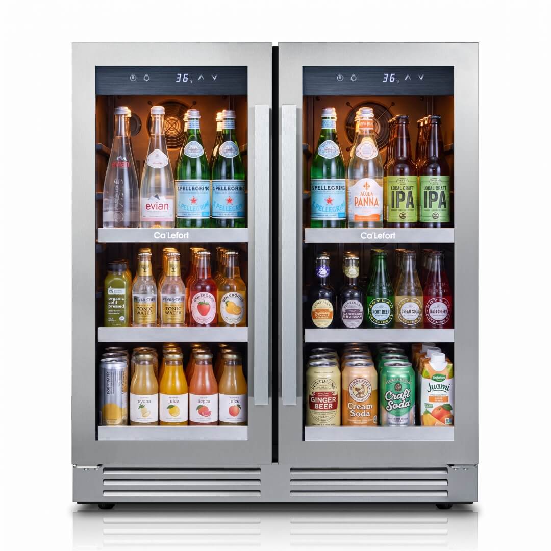 30'' 160 Can Beverage Refrigerator with French Door