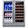 30'' Dual Zone Wine and Beverage Fridge with French Door