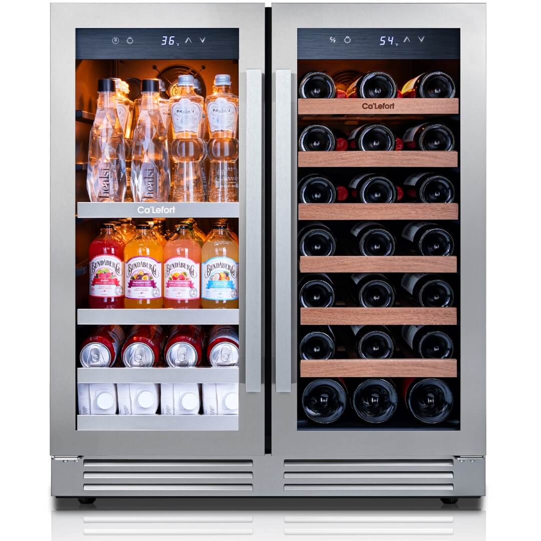 30'' Dual Zone Wine and Beverage Fridge with French Door