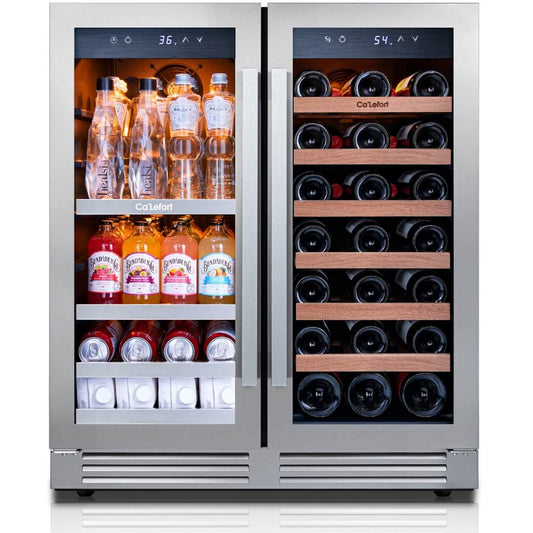 30'' Dual Zone Wine and Beverage Fridge with French Door