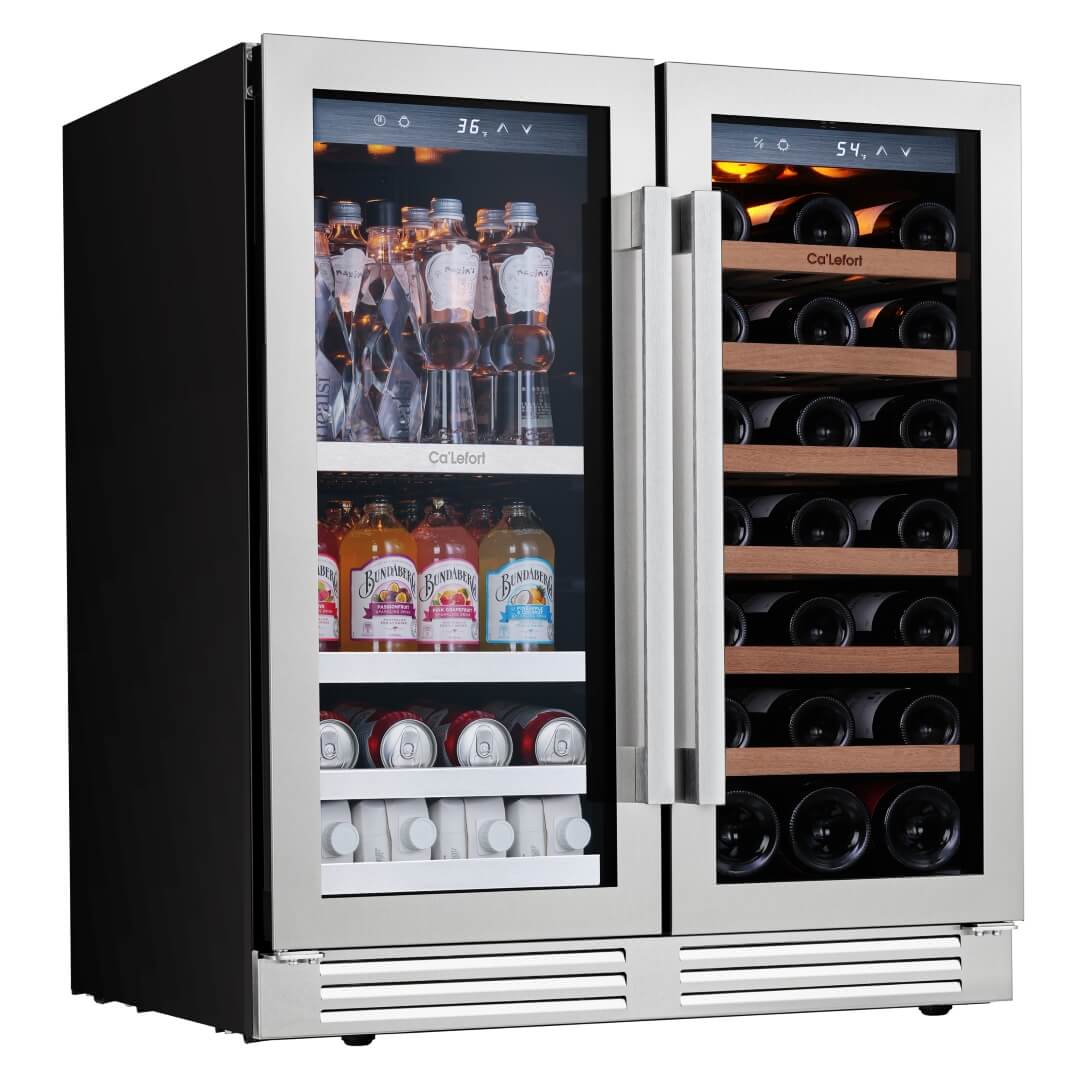 30'' Dual Zone Wine and Beverage Fridge with French Door