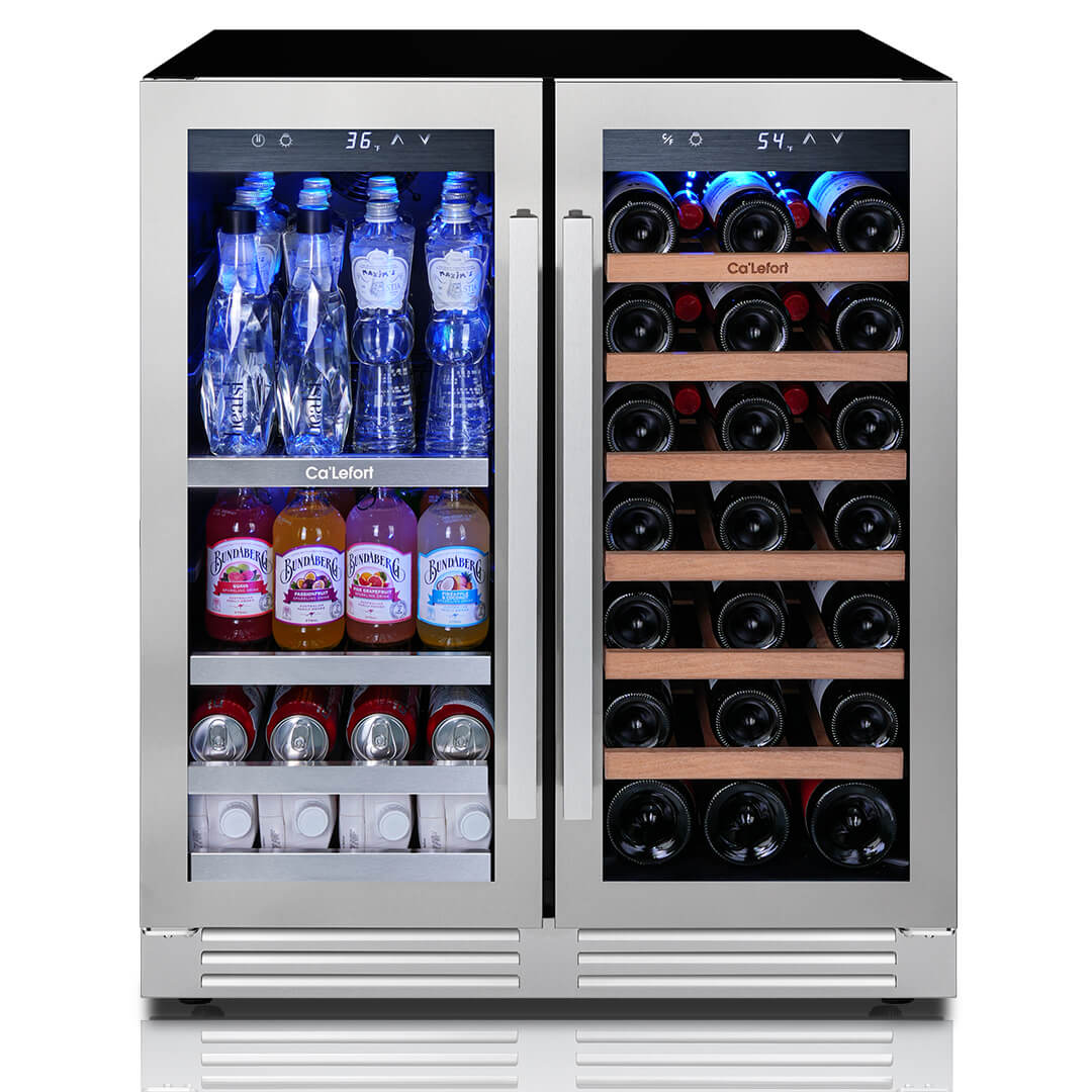 30'' Dual Zone Wine and Beverage Fridge with French Door