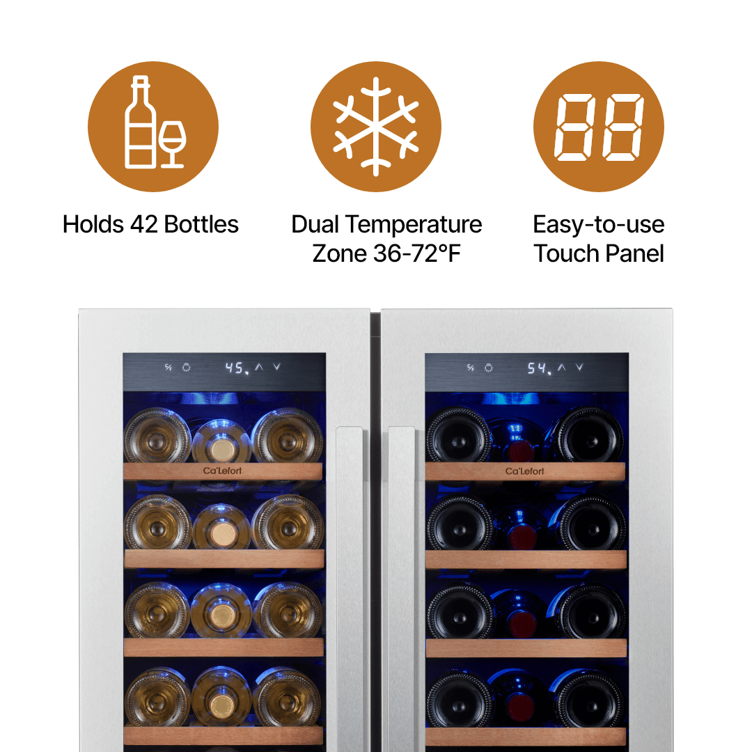 24'' Dual Zone Wine Fridge with French Door