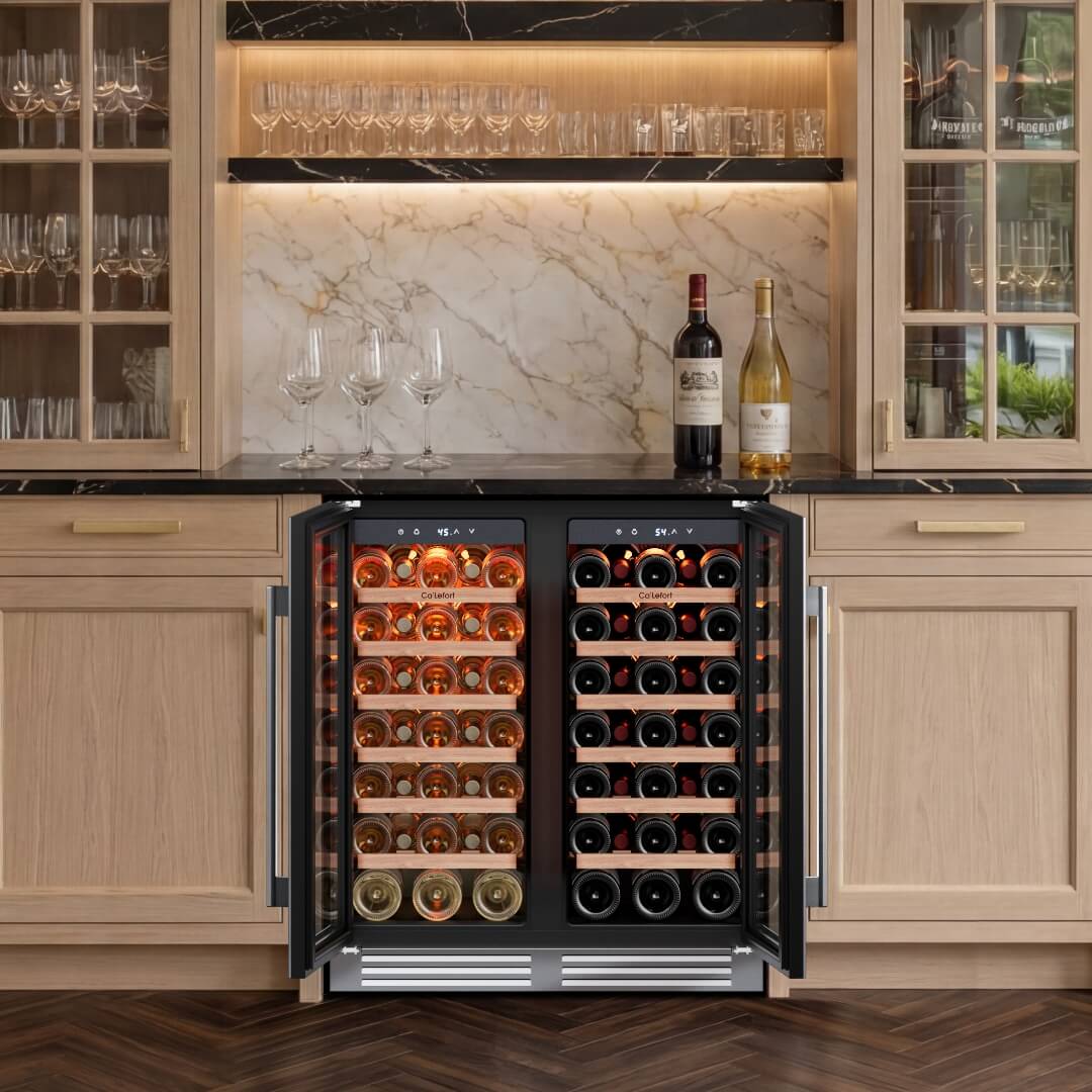30'' Dual Zone Wine Fridge with French Door