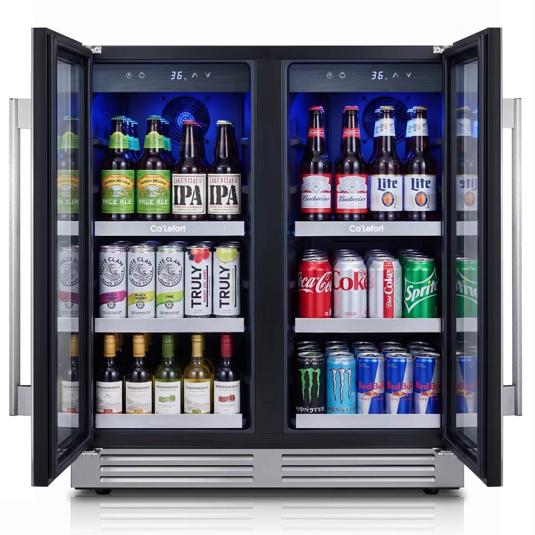 30'' 160 Can Beverage Refrigerator with French Door
