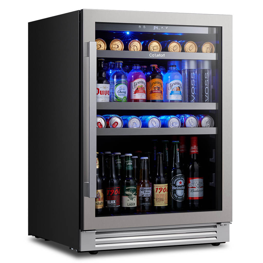24 inch 220 Can Beverage Refrigerator, Built in & Freestanding