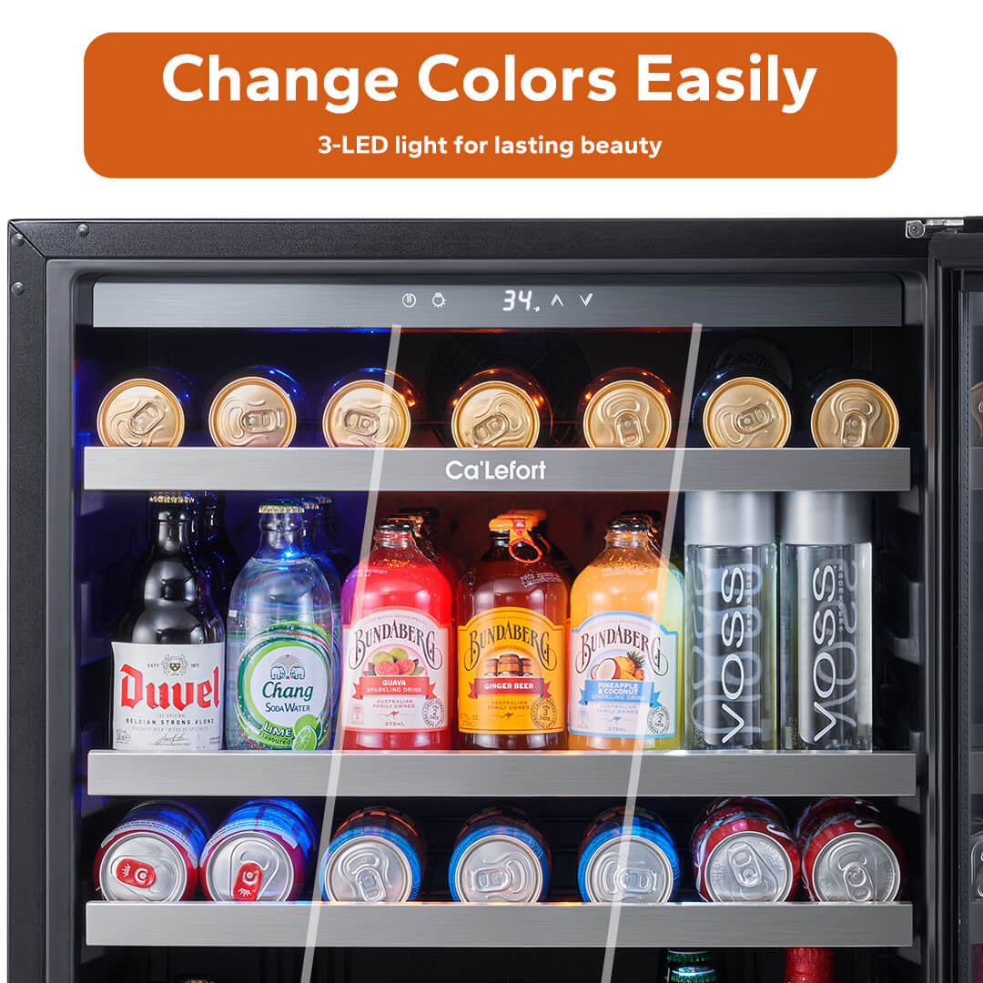 24 inch 220 Can Beverage Refrigerator, Built in & Freestanding