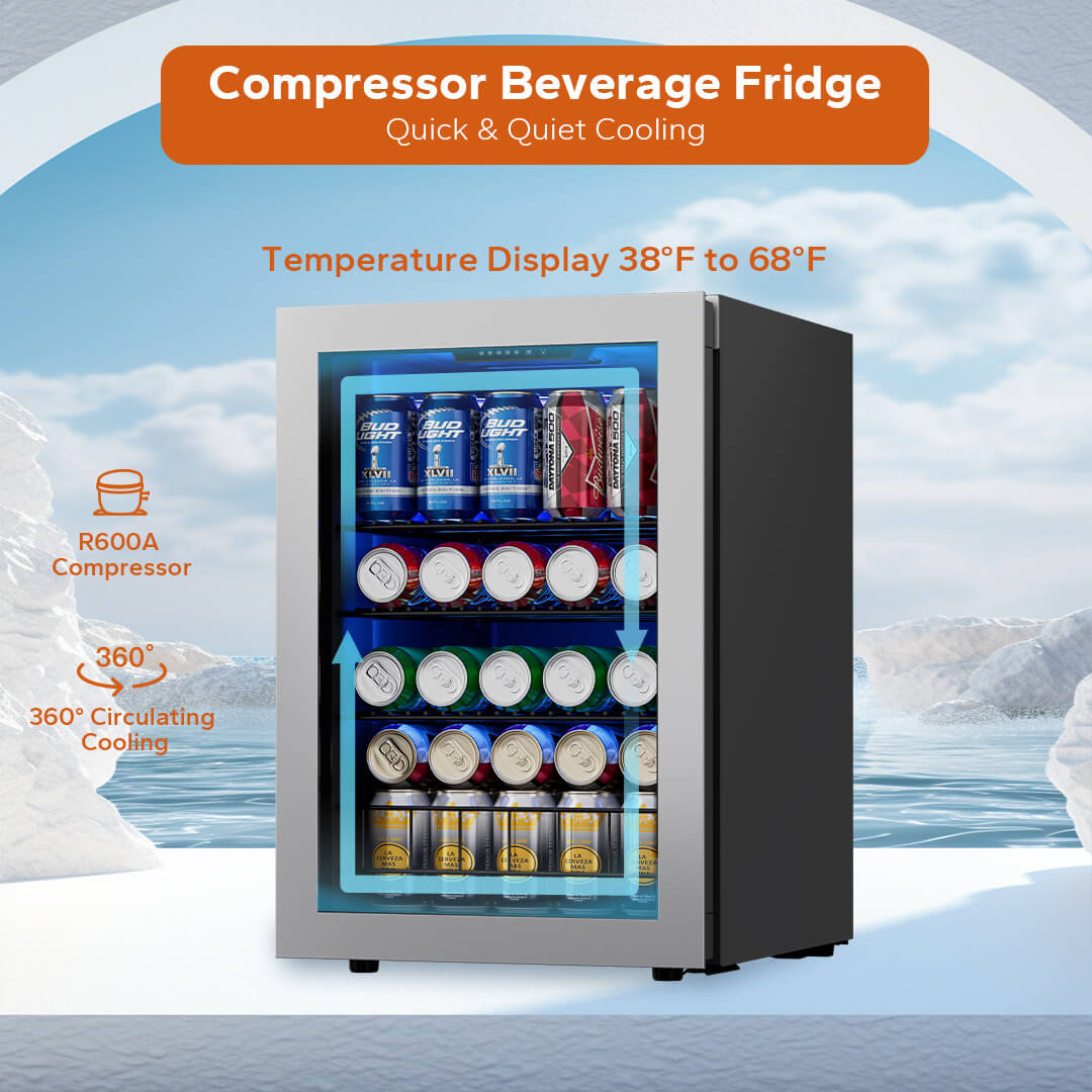 80 Can Beverage Fridge, 2.18 Cu. Ft. Compact Mini Fridge