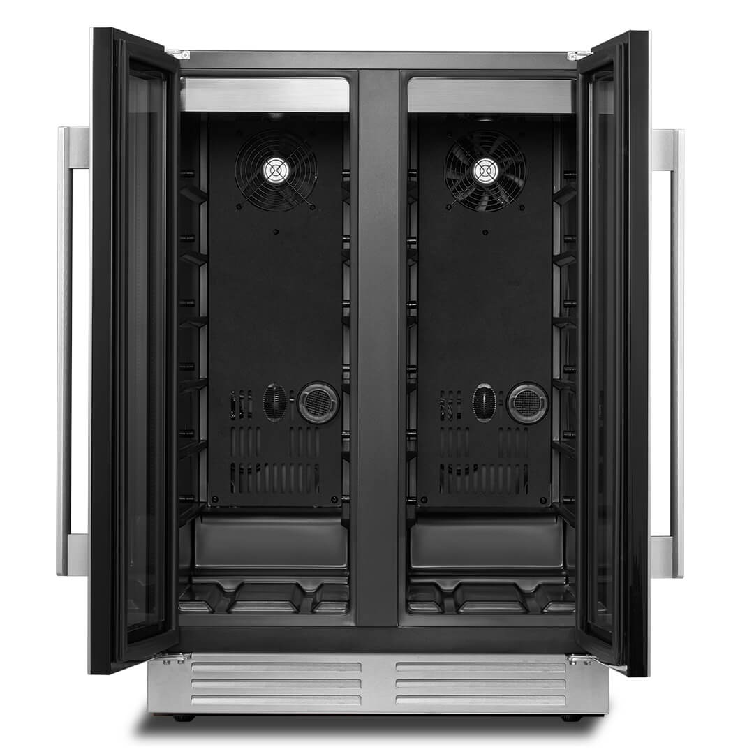 24'' Dual Zone Wine and Beverage Fridge with French Door
