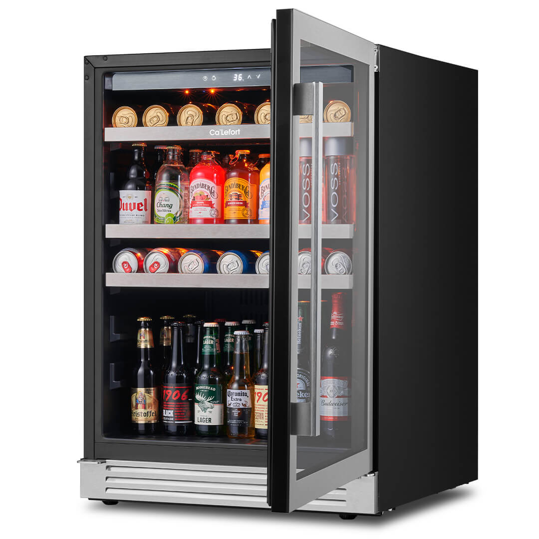 24 inch 220 Can Beverage Refrigerator, Built in & Freestanding