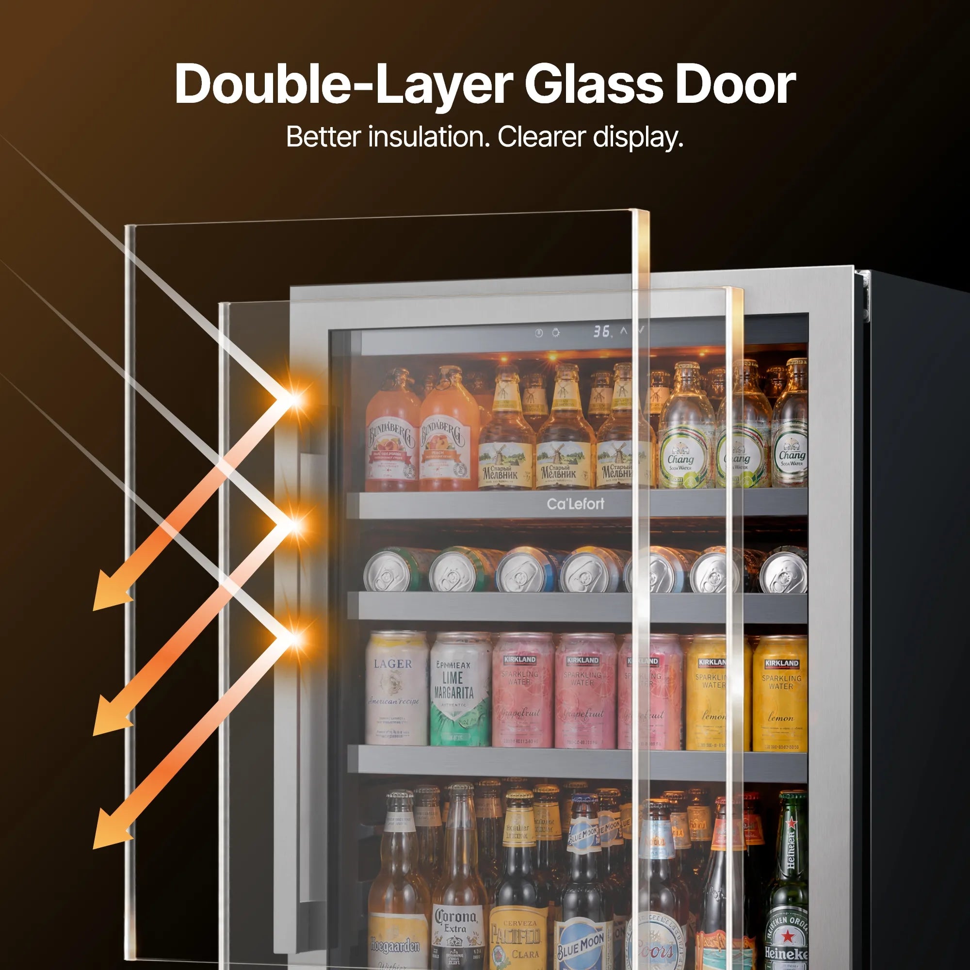 Ca'Lefort 24" Beverage Refrigerator, 220 Can Glass Door Drink Cooler