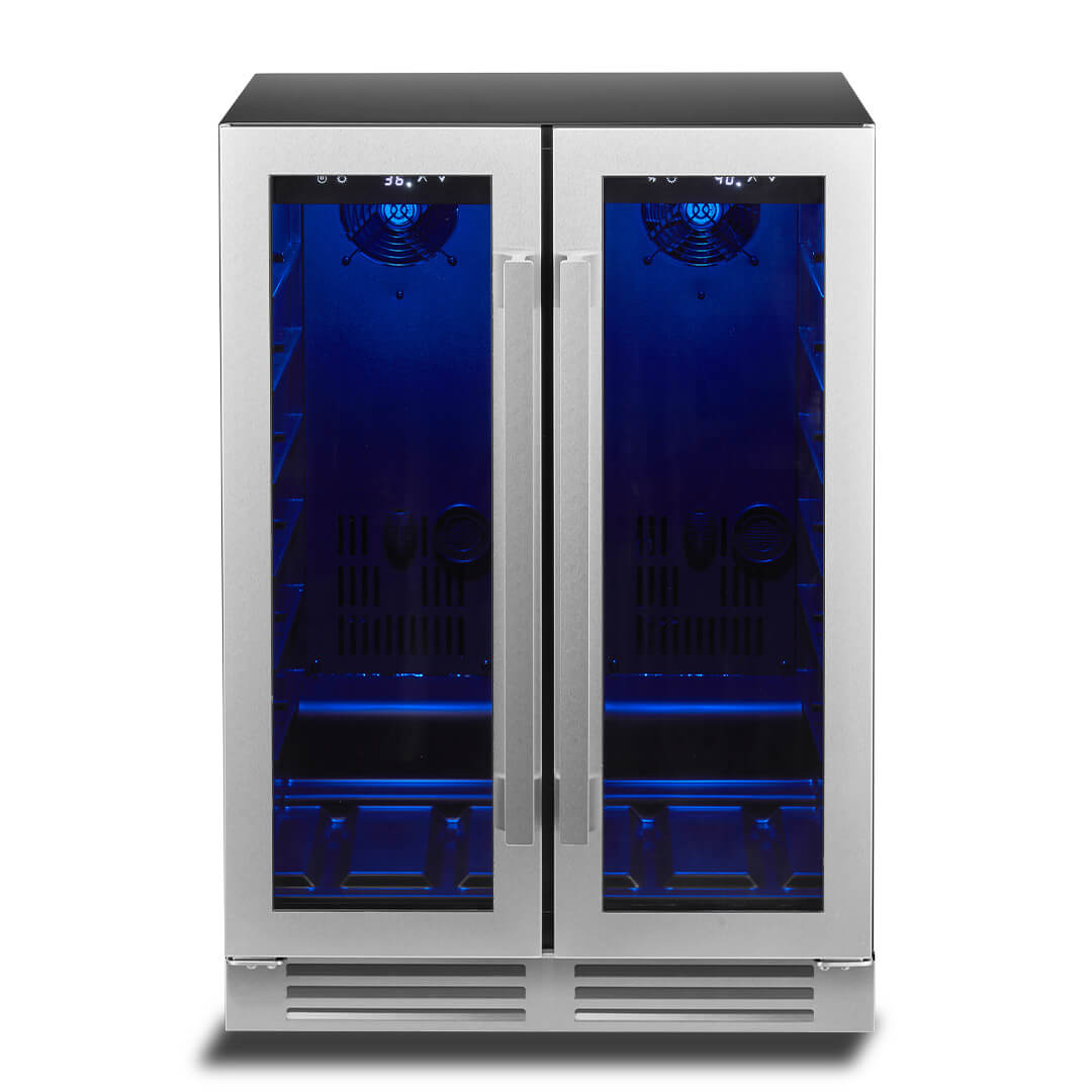 24'' Dual Zone Wine and Beverage Fridge with French Door