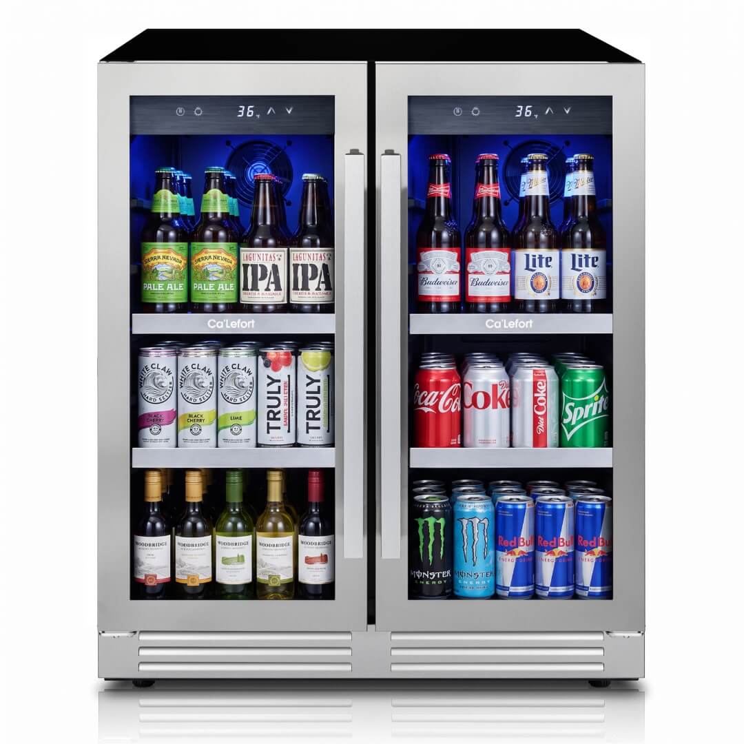 30'' 160 Can Beverage Refrigerator with French Door