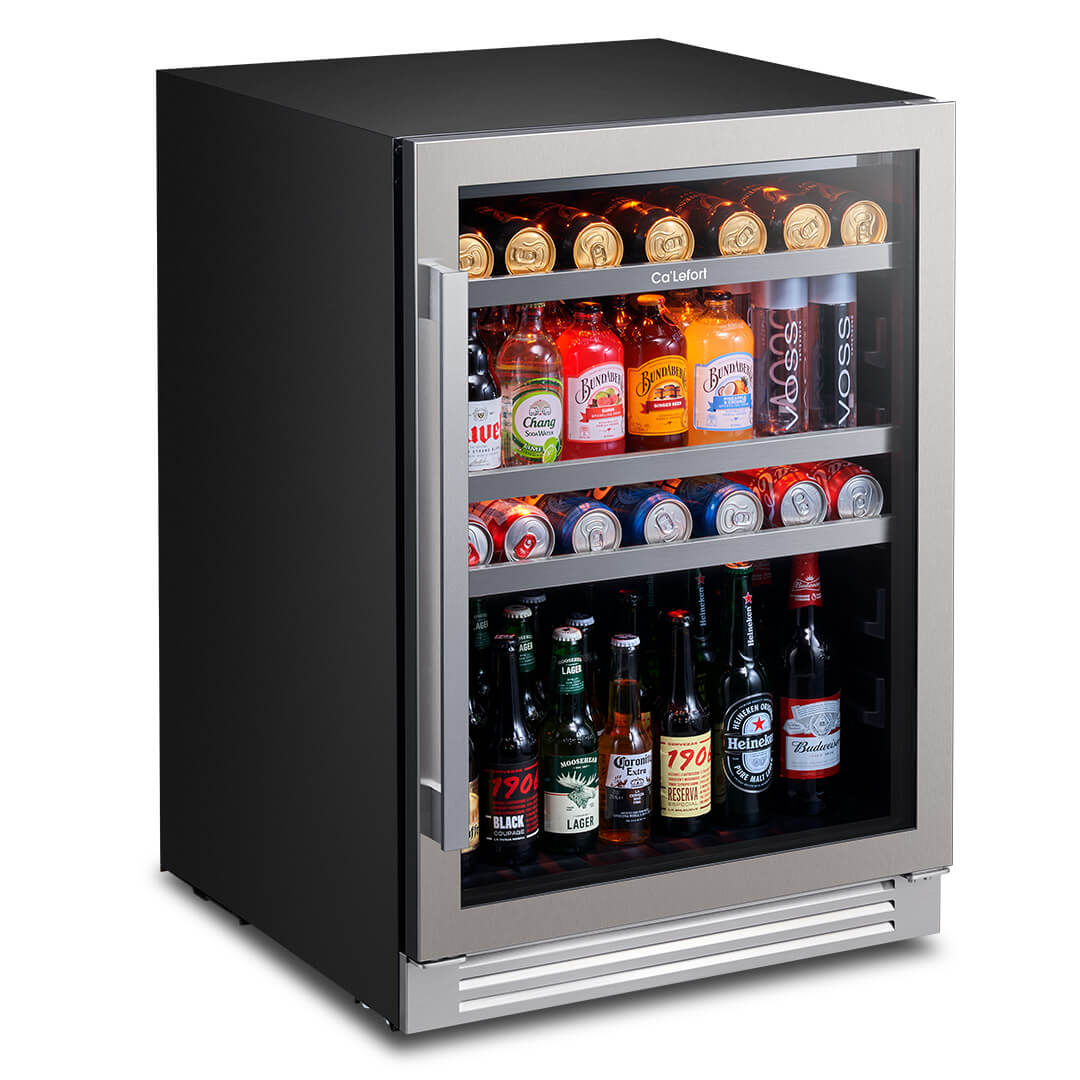 24 inch 220 Can Beverage Refrigerator, Built in & Freestanding