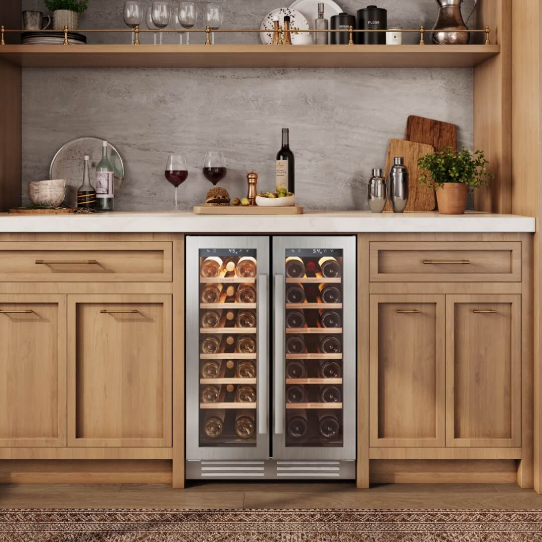 24'' Dual Zone Wine Fridge with French Door