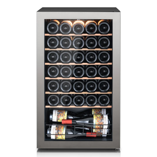 Front view of Ca'Lefort built-in wine fridge with a clean design that aligns smoothly with surrounding cabinetry.