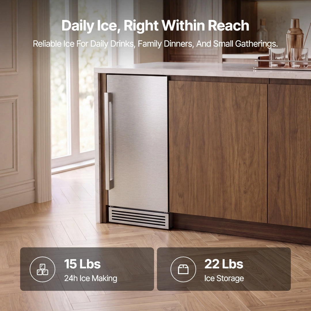 Ca'Lefort 15'' Built-In Crescent Ice Maker with Deep-Freeze Storage