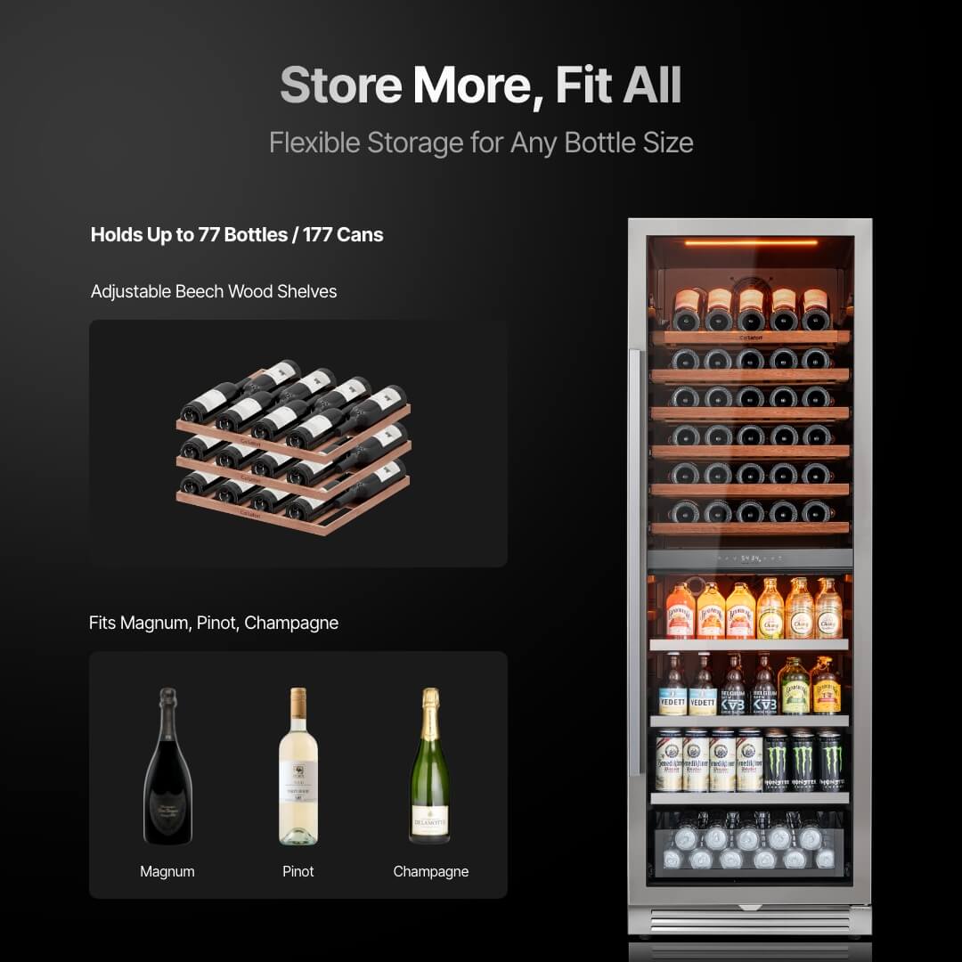 Ca'Lefort Wine and Beverage Fridge, 77 Bottles and 177 Cans