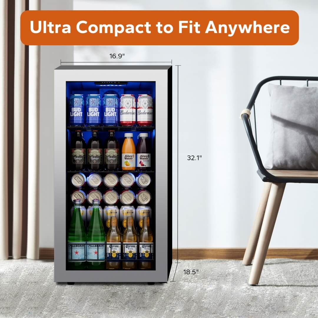 121 Can Beverage Refrigerator, 3.1 Cu. Ft. Compact Fridge