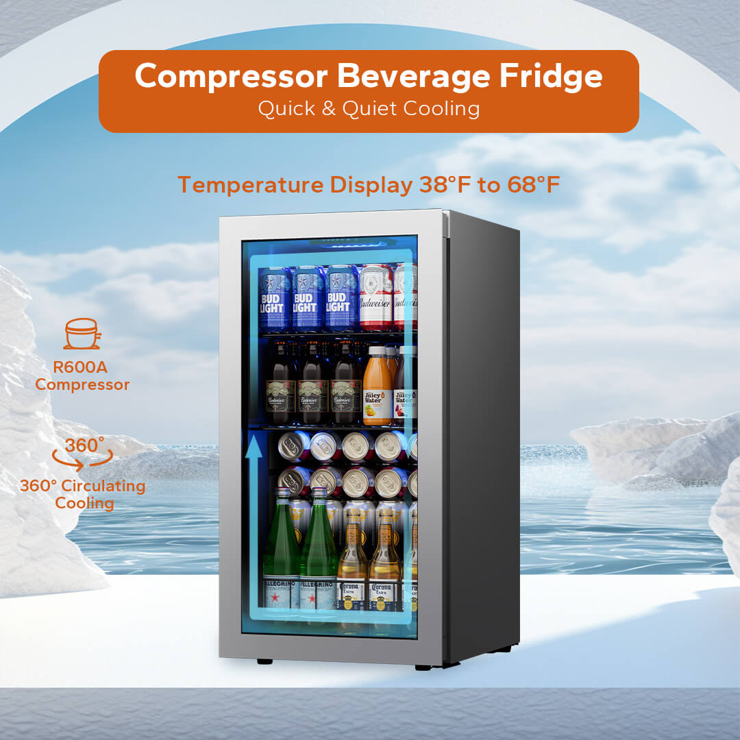 121 Can Beverage Refrigerator, 3.1 Cu. Ft. Compact Fridge