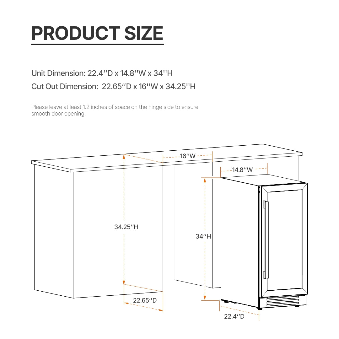 15 Inch Panel Ready Beverage Fridge