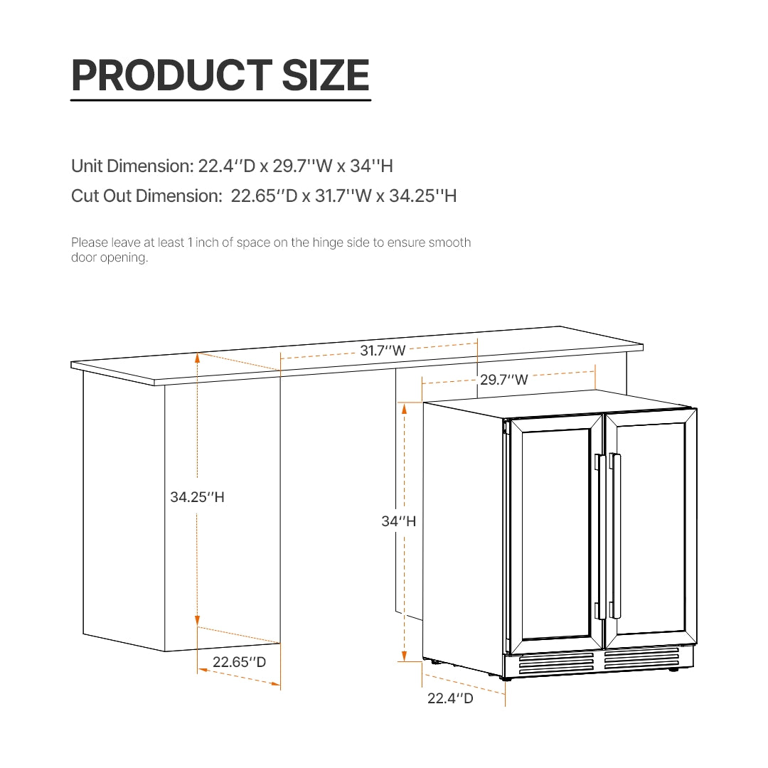 30'' Panel Ready Wine and Beverage Fridge