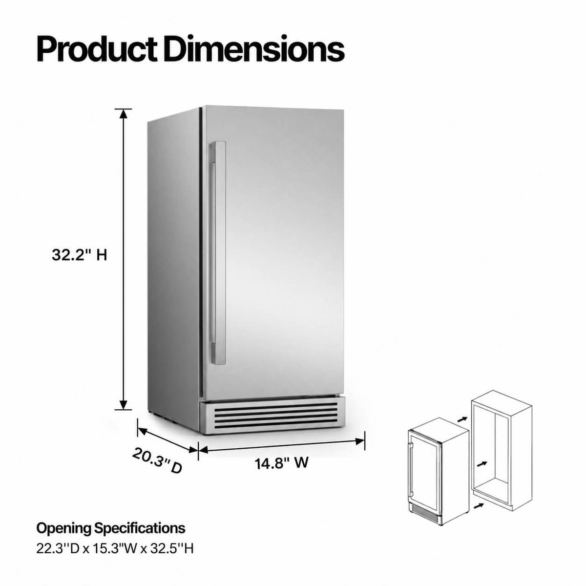 Ca'Lefort 15'' Built-In Crescent Ice Maker with Deep-Freeze Storage