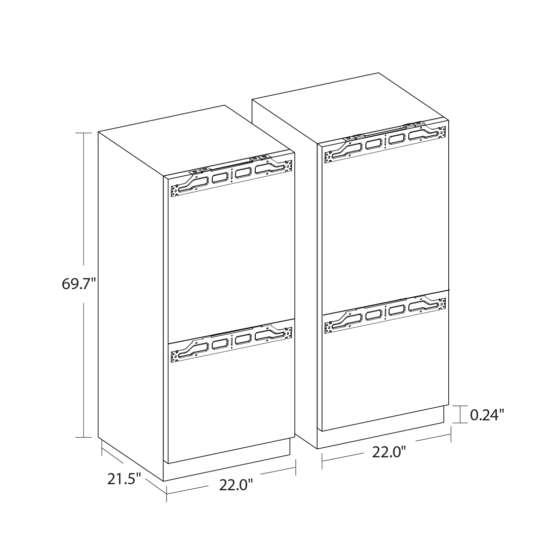 22’’ Panel Ready Refrigerator with Bottom Freezer