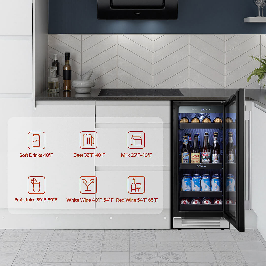 15 inch 100 Can Beverage Refrigerator, Built in or Freestanding