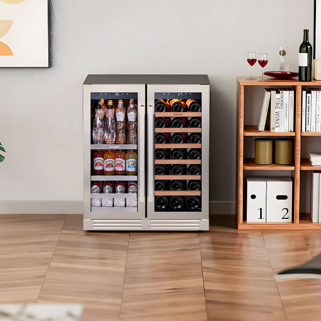 Réfrigérateur à vin et à boissons à deux zones de 30 pouces avec porte française