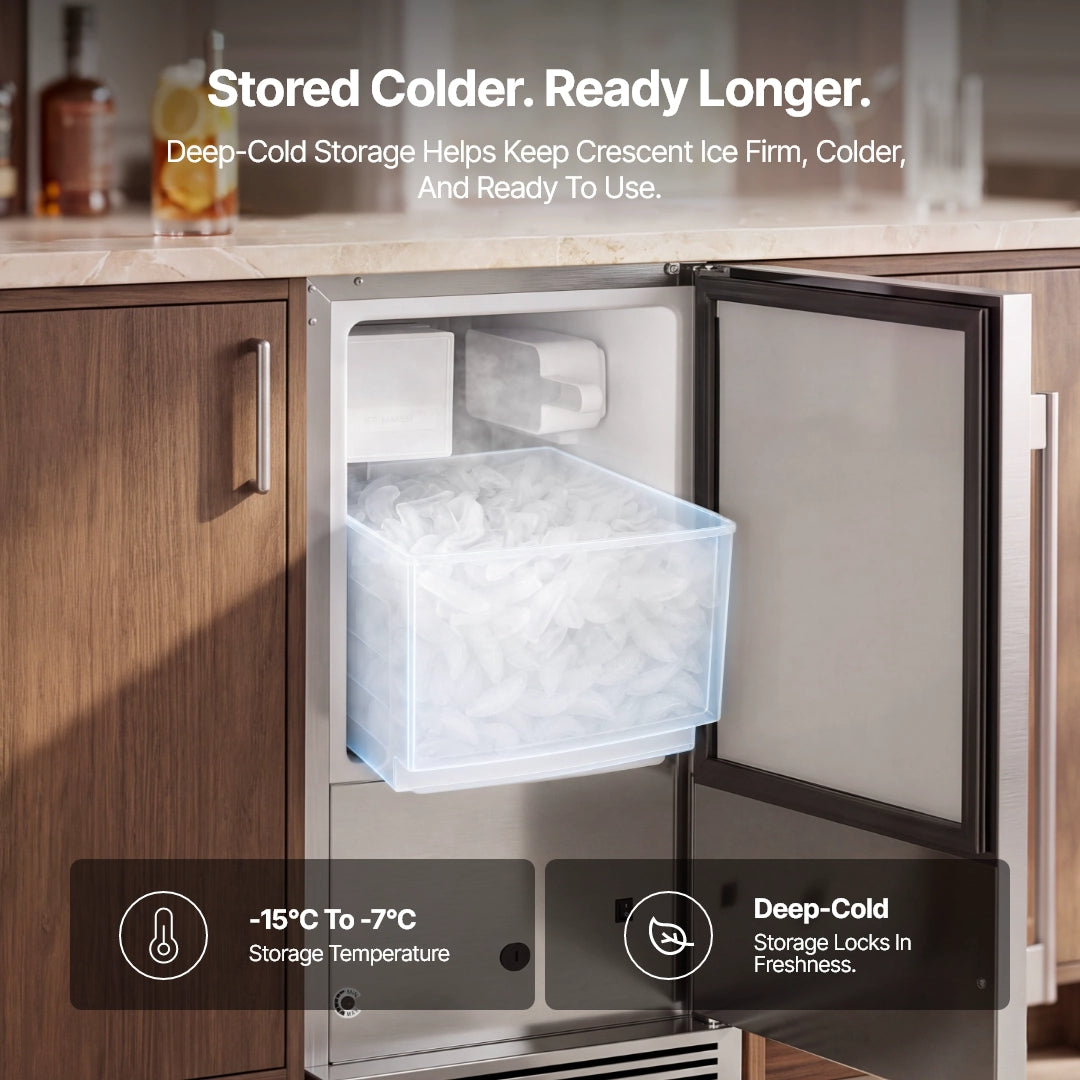Ca'Lefort 15'' Built-In Crescent Ice Maker with Deep-Freeze Storage