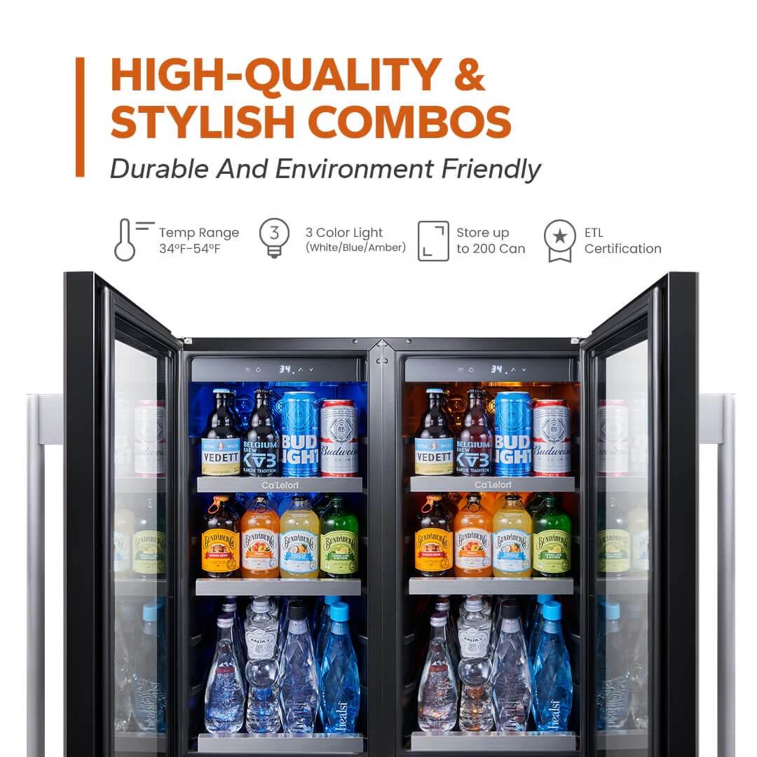 Ensemble refroidisseur de boissons de 30 pouces pouvant contenir 200 canettes, encastrable ou autonome