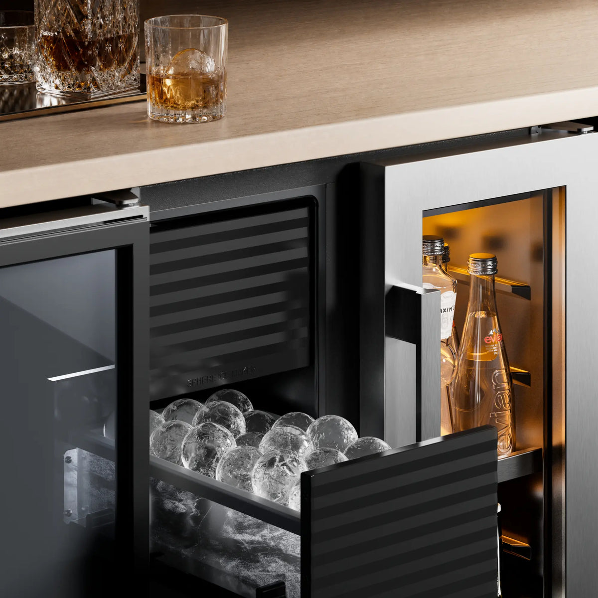 Ca'Lefort 3-in-1 Beverage  Refrigerator with Sphere Ice Maker