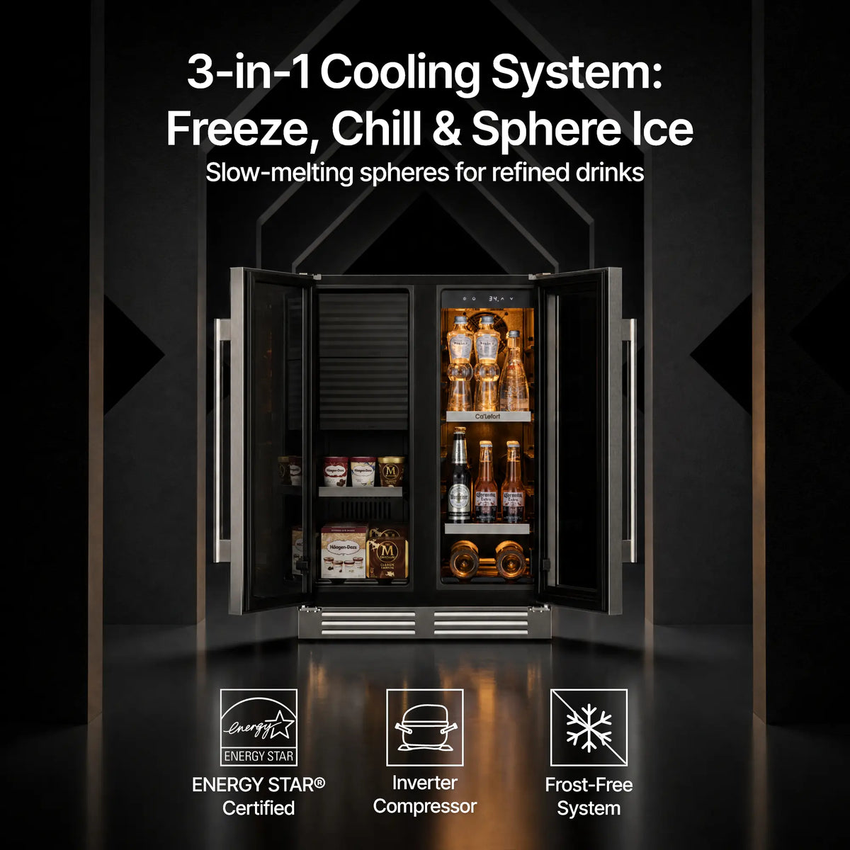 Ca'Lefort 3-in-1 Beverage  Refrigerator with Sphere Ice Maker