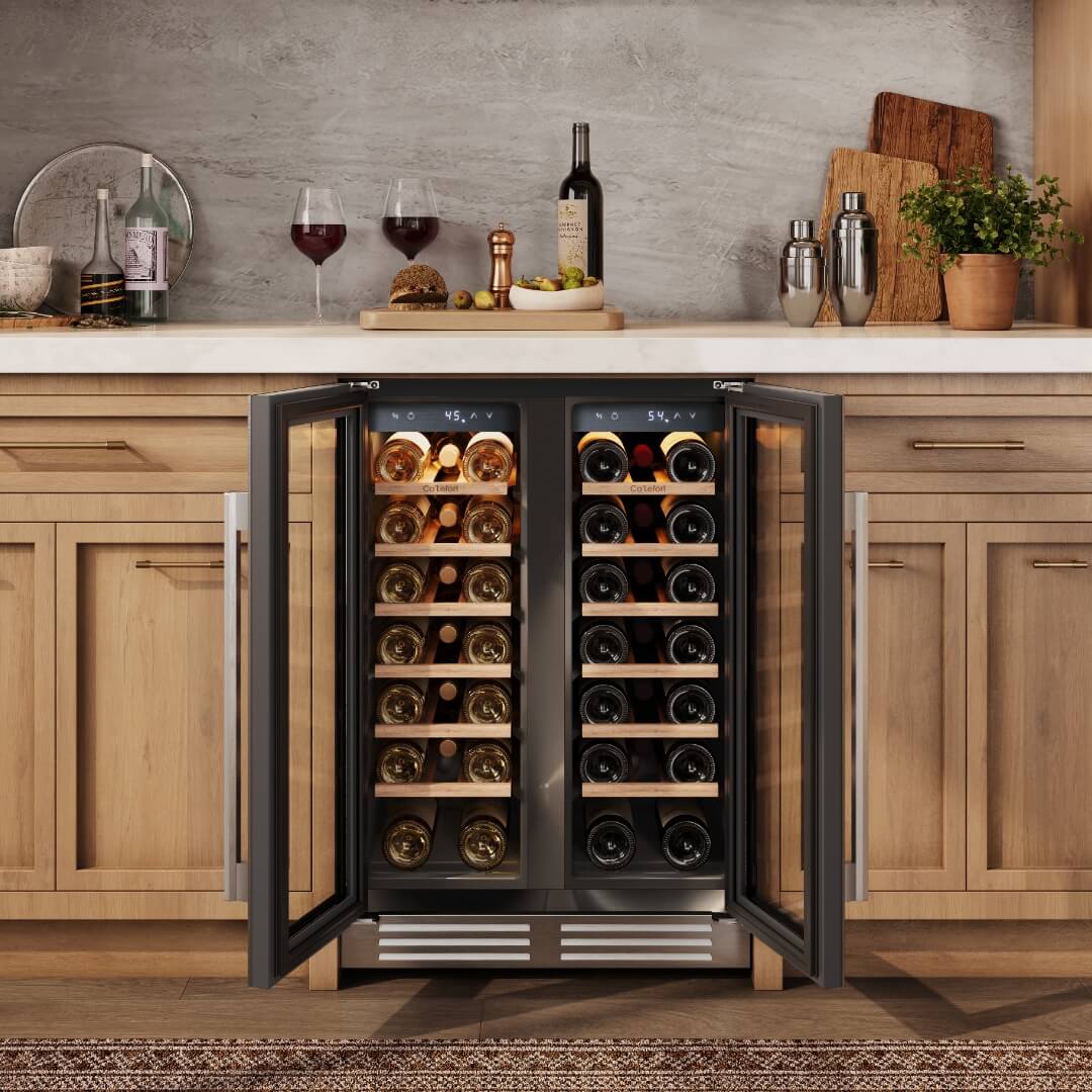 24'' Dual Zone Wine Fridge with French Door