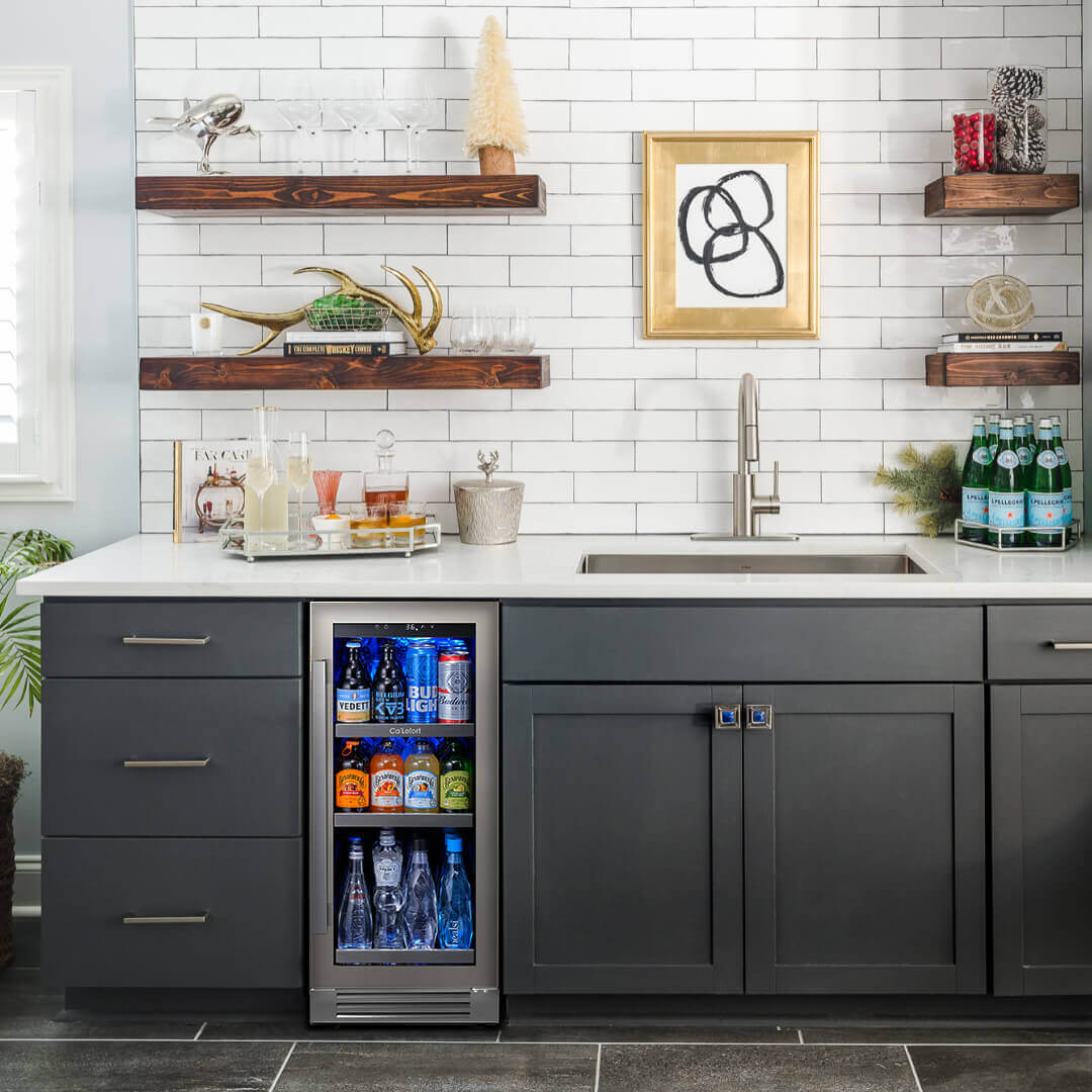 15 inch 100 Can Beverage Refrigerator, Built in or Freestanding