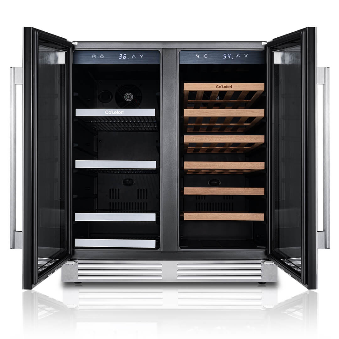 30'' Dual Zone Wine and Beverage Fridge with French Door