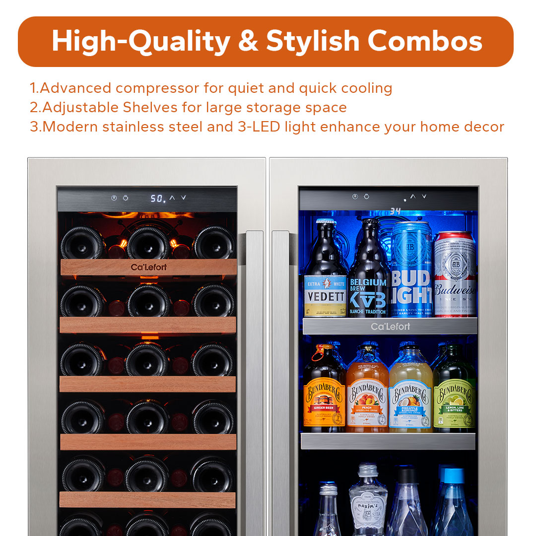 30'' Wine and Beverage Fridge Combo, Undercounter or Freestanding