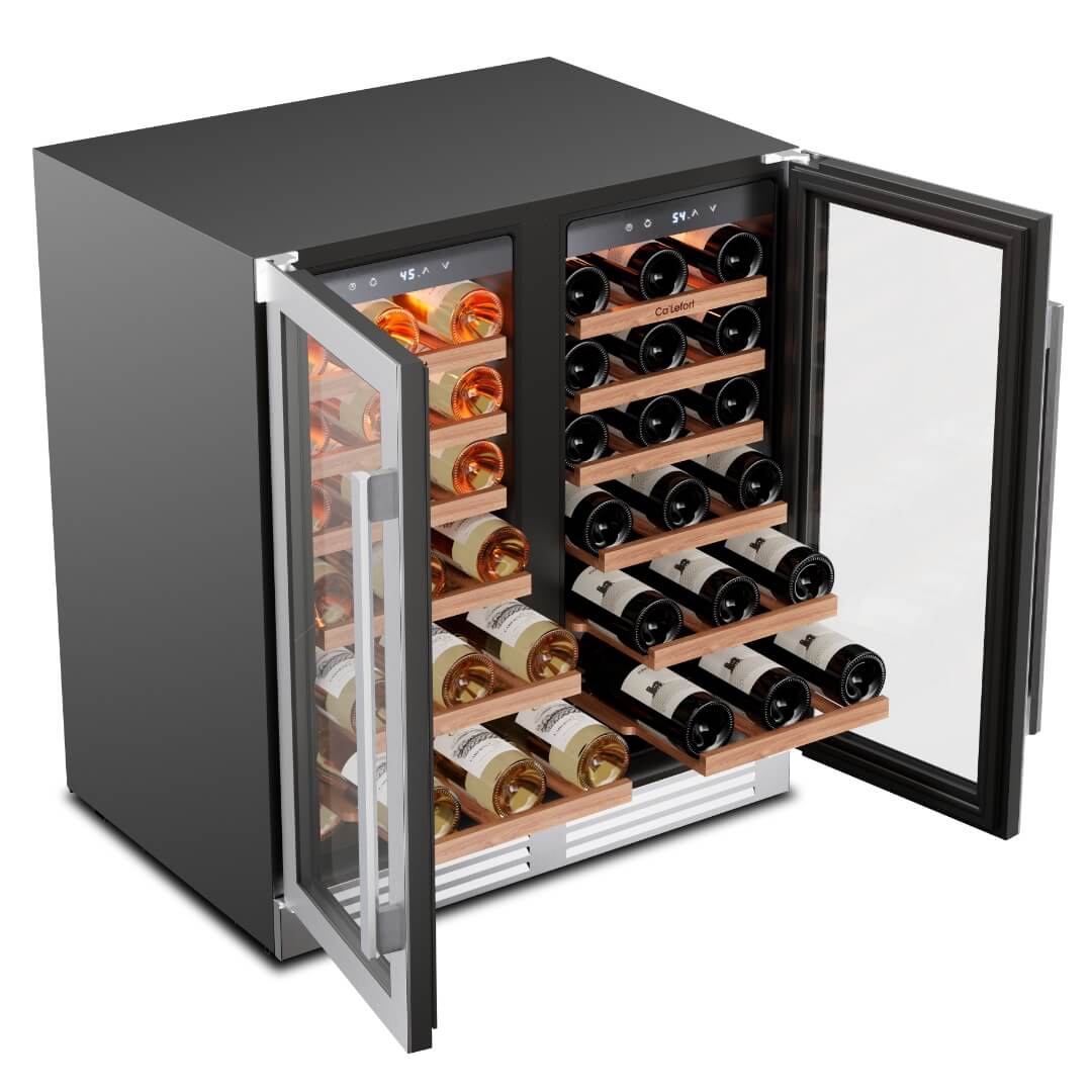 30'' Dual Zone Wine Fridge with French Door