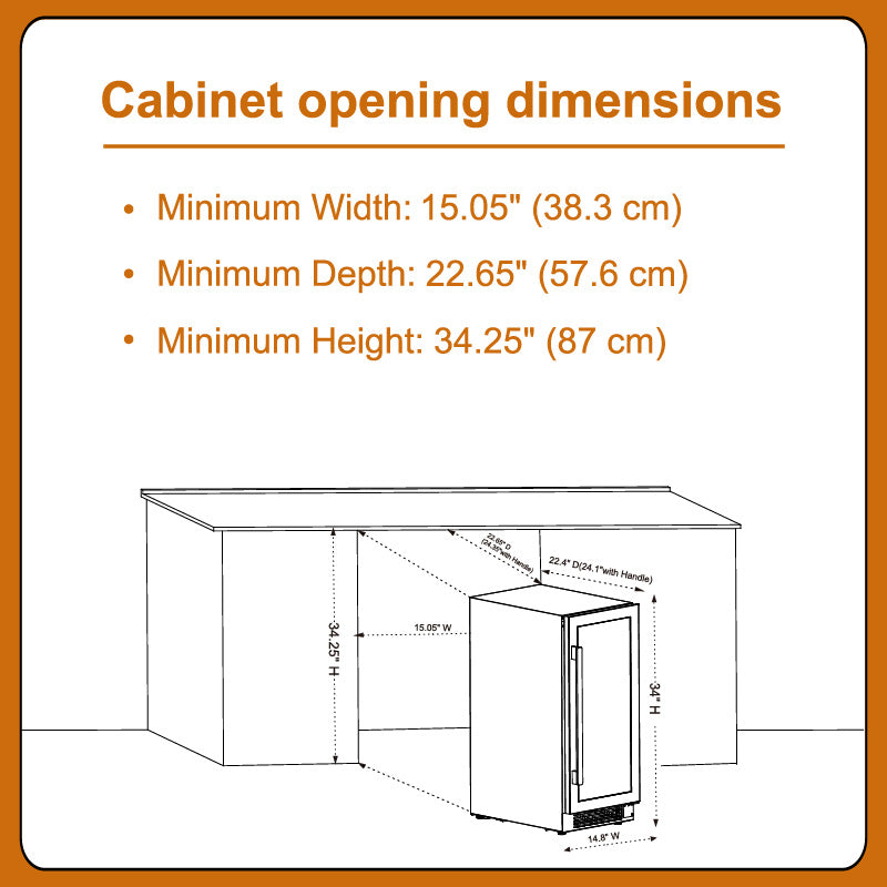 15 inch 100 Can Beverage Refrigerator, Built in or Freestanding